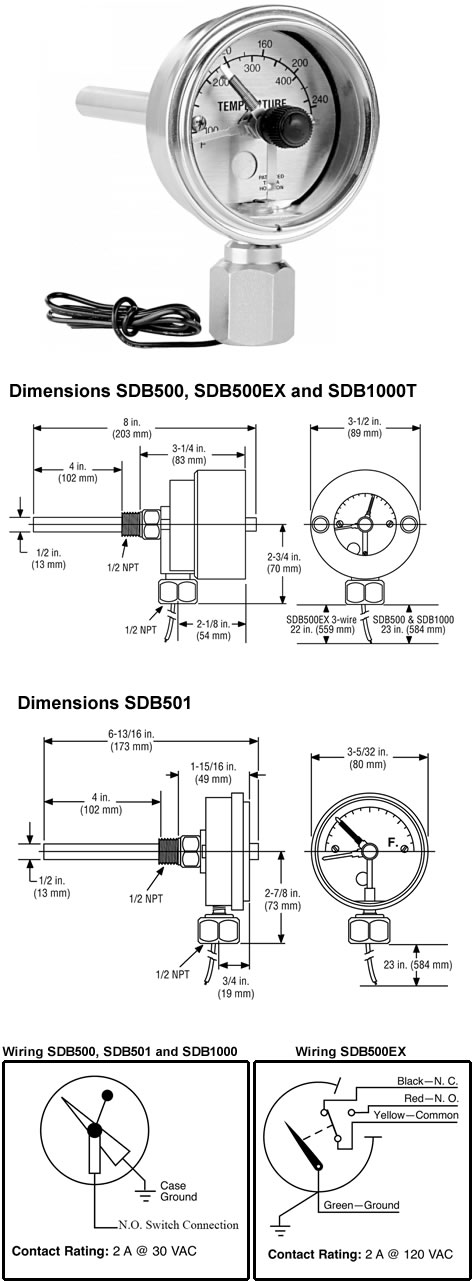 Industrial Mechanical Temperature Gauges SDB Series